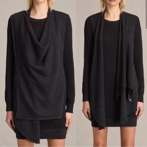 ALL SAINTS Drina Merino Wool Draped Convertible Sweater Knit Dress